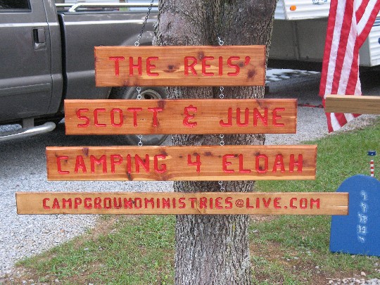 Picture of Hanging Signs of Our Names and the Name of Ministry
