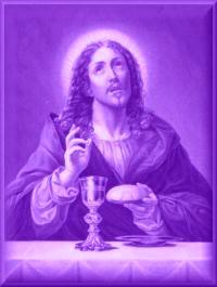 A picture depicting a man believed to be Jesus Blessing the Holy Sacriments
