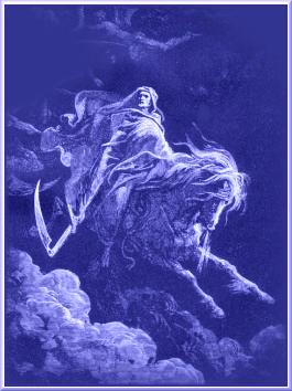 A picture depicting the grim reaper - death - satan on a white horse - DON'T be taken by the first rider
